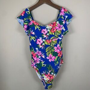 Kona Sol NWT One Piece Floral Ruffled Off Shoulder Swimsuit Size 20W
